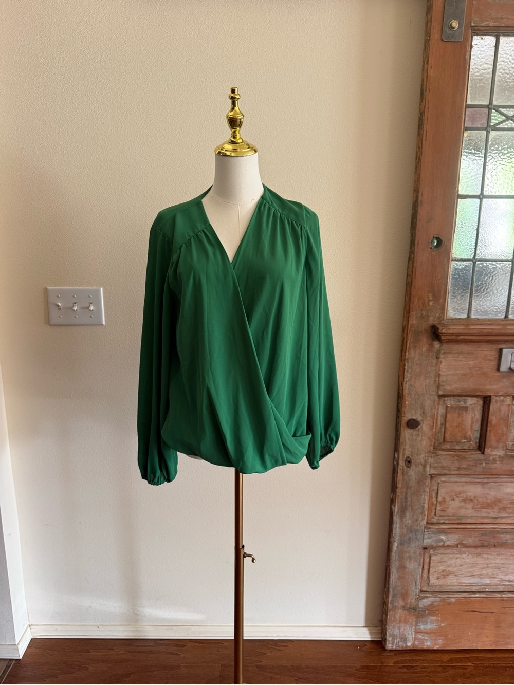 INC International Concepts Emerald Green Wrap Blouse